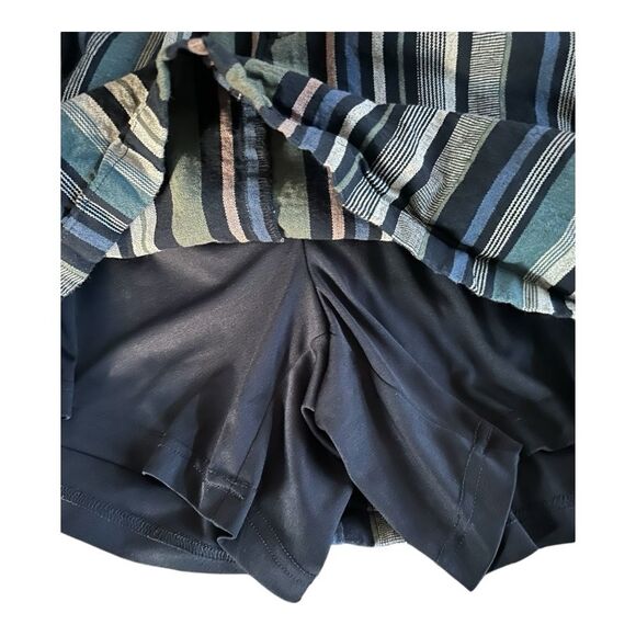 Christopher & Banks Skort Sz 12 Blue Stripe Back Elastic Waist button/zipper - Picture 3 of 8